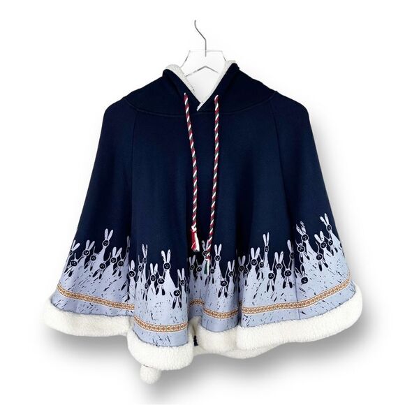 Japanese Style Mori Girl Cute Cartoon Rabbit Ear Loose Cozy Lined Hooded‎ Cape - Picture 1 of 12